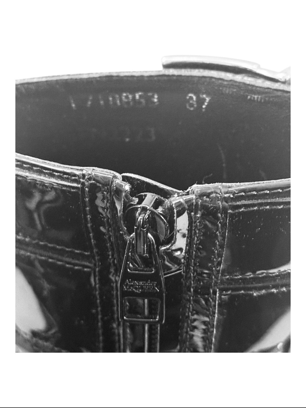 Alexander McQueen Strappy Punk Ankle Bootie in Black & Silver NWOB Size 37 US 7 - Picture 11 of 13